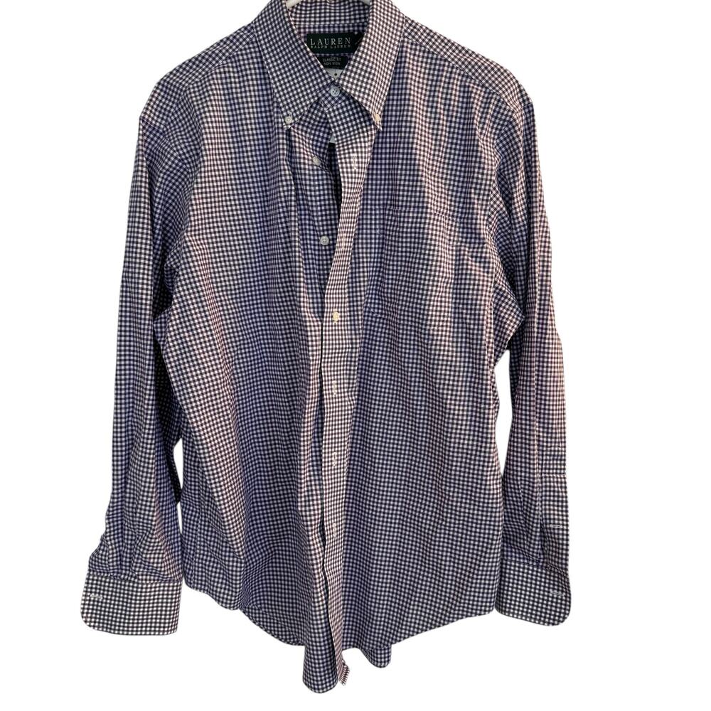 Lauren Ralph Lauren Shirt Men's Purple Plaid Button‎ Down Collared Sz 16.5 34/35